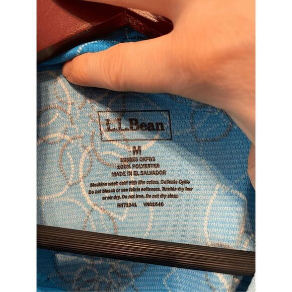 L.L. Bean M Blue Floral Outdoor Hiking Athletic Athleisure 1/4 Zip Top - Picture 4 of 5